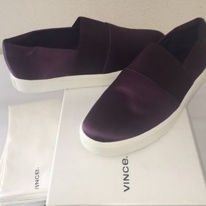 NEW Vince Corbin Purple Satin Slip-on Sneaker 9.5